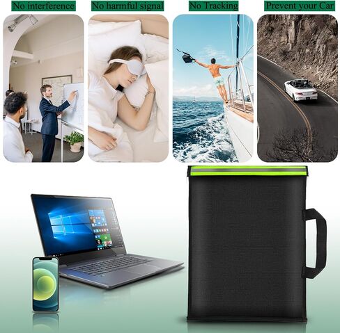 4 Pack Faraday Bags,Faraday Bag for Car Key & Phones & Tablets & Laptops,Faraday Key Fob Protector with Green Reflective Strip for Anti-Theft,Anti-Tracking, Fireproof & Waterproof RFID Signal Blocking in Saudi Arabia