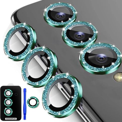 [5+2]TIUYAO Camera Lens Protector for Samsung Galaxy S23 Ultra, Tempered Glass Aluminum Alloy Ring Lens Cover with [Installation Tray] [Removal tool] Fit for Samsung Galaxy S23 Ultra Glitter Colorful in Saudi Arabia