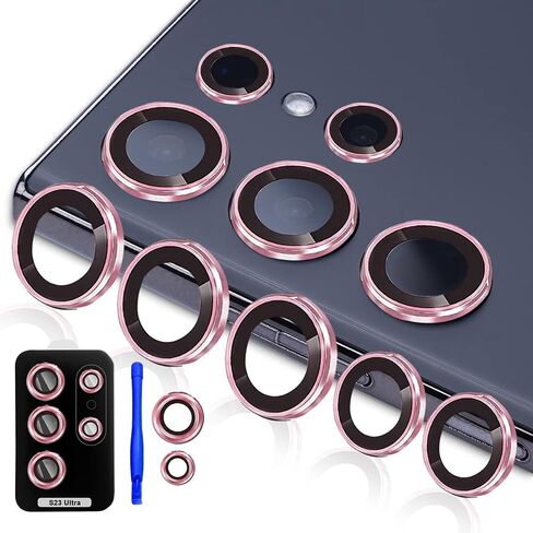 [5+2]TIUYAO Camera Lens Protector for Samsung Galaxy S23 Ultra, Tempered Glass Aluminum Alloy Ring Lens Cover with [Installation Tray] [Removal tool] Fit for Samsung Galaxy S23 Ultra Glitter Colorful in Saudi Arabia