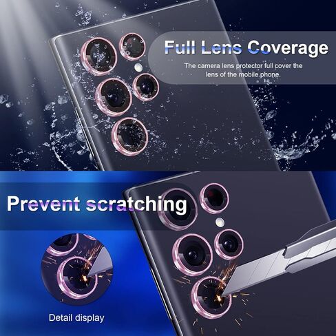 [5+2]TIUYAO Camera Lens Protector for Samsung Galaxy S23 Ultra, Tempered Glass Aluminum Alloy Ring Lens Cover with [Installation Tray] [Removal tool] Fit for Samsung Galaxy S23 Ultra Glitter Colorful in Saudi Arabia