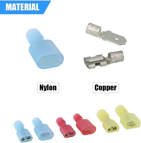 Glarks 300pcs 22-16 16-14 12-10 Gauge Nylon Fully Insulated Male/Female Spade Quick Splice Wire Disconnect Electrical Insulated Crimp Terminals Connectors Assortment Kit in Kuwait