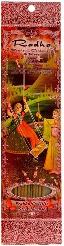 Prabhuji's Gifts Radha Hand-Rolled Spiritual Incense Sticks from India - Aromatic Sticks - Stick Incense for Meditation - Yoga, Relaxation, & Aromatherapy Incense - Patcholi, Cardamon, and Rose in Saudi Arabia