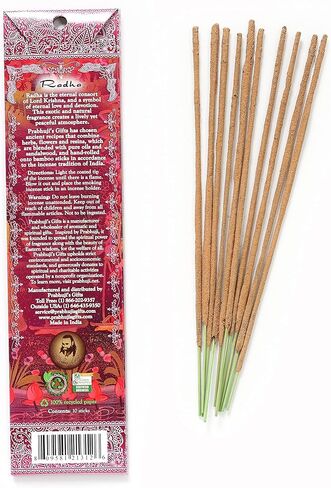 Prabhuji's Gifts Radha Hand-Rolled Spiritual Incense Sticks from India - Aromatic Sticks - Stick Incense for Meditation - Yoga, Relaxation, & Aromatherapy Incense - Patcholi, Cardamon, and Rose in Saudi Arabia