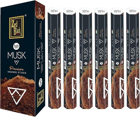 ZED BLACK Premium Musk Natural Incense Sticks - 20 Sticks Per Box & 6 Boxes Inside (Total 120 Sticks) - Use It at Home or Workplace – Alluring Aroma Sticks in Saudi Arabia