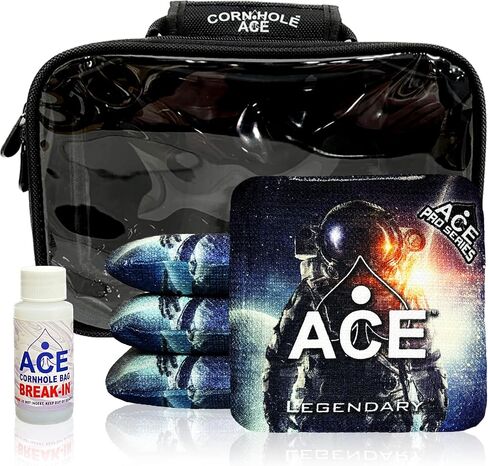 الأسطوري | أكياس ACE Pro Cornhole + مجموعات PRO | عصا ملساء مزدوجة الجوانب لجميع الأحوال الجوية | حقيبة اختيارية قابلة للتركيب وحقيبة الحمل | مجموعة من 4 in Kuwait