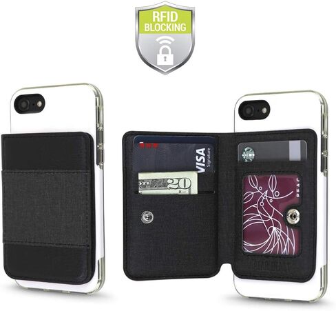 Cell Phone Wallet for Back of Phone, Stick On Wallet Credit Card ID Holder with RFID Protection Compatible with iPhone, Galaxy & Most Smartphones and Cases in Saudi Arabia