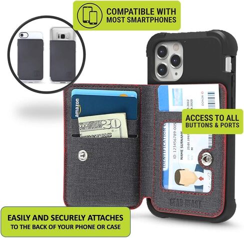 Cell Phone Wallet for Back of Phone, Stick On Wallet Credit Card ID Holder with RFID Protection Compatible with iPhone, Galaxy & Most Smartphones and Cases in Saudi Arabia