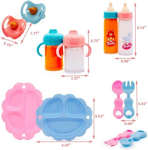 Baby Doll Accessories Magic Bottle set Magic Disappearing Milk Juice Bottles Sippy Cups with Pacifiers Bowl Spoons, Doll Bottle Toys Feeding Pretend Playset for Kids Girls Ages 3+ (Small set(10pcs)) in Kuwait