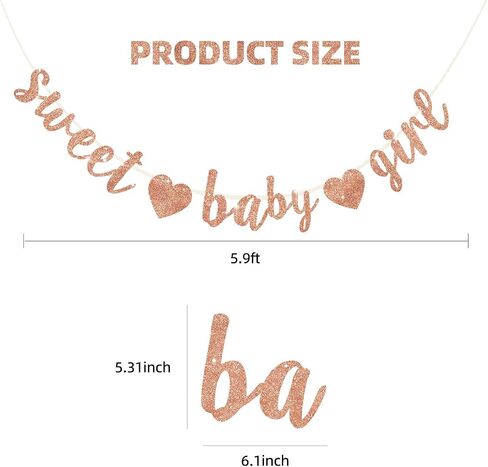 BEISHIDA Champagne Sweet Girl Glitter Banner, Pre-Strung Baby Shower Sign For Girl Baby Party Supplies in Saudi Arabia