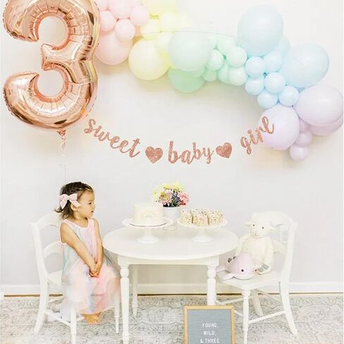 BEISHIDA Champagne Sweet Girl Glitter Banner, Pre-Strung Baby Shower Sign For Girl Baby Party Supplies in Saudi Arabia