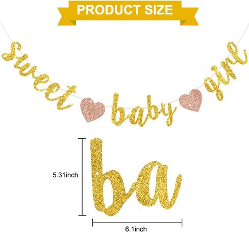 BEISHIDA Champagne Sweet Girl Glitter Banner, Pre-Strung Baby Shower Sign For Girl Baby Party Supplies in Saudi Arabia