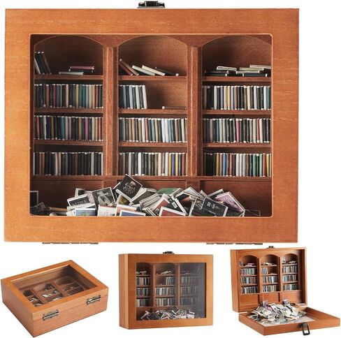 Anxiety Bookshelf Tiny Miniature Library Display Cabinet with Mini Books | Stress Relief and Creativity Decor - Mini Book Matchbox Shelf for Anxiety Relief in Saudi Arabia