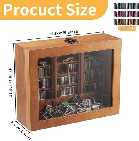 Anxiety Bookshelf Tiny Miniature Library Display Cabinet with Mini Books | Stress Relief and Creativity Decor - Mini Book Matchbox Shelf for Anxiety Relief in Saudi Arabia