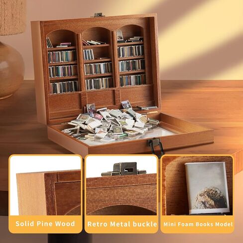 Anxiety Bookshelf Tiny Miniature Library Display Cabinet with Mini Books | Stress Relief and Creativity Decor - Mini Book Matchbox Shelf for Anxiety Relief in Saudi Arabia