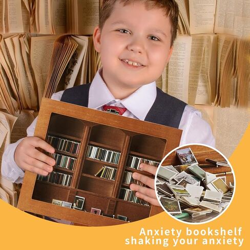 Anxiety Bookshelf Tiny Miniature Library Display Cabinet with Mini Books | Stress Relief and Creativity Decor - Mini Book Matchbox Shelf for Anxiety Relief in Saudi Arabia