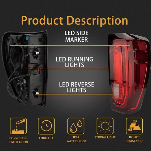 مجموعة مصابيح الذيل متوافقة مع 2019-2022 جي إم سي سييرا 1500/2500 الجانب الأيسر للسائق مصابيح الفرامل الخلفية الهالوجين مع لمبة وتسخير الأسلاك in Kuwait