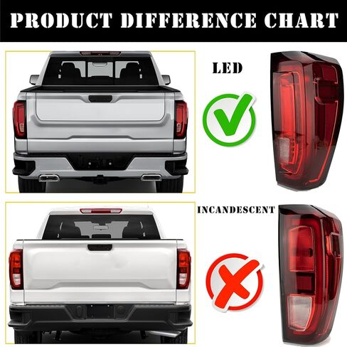 مجموعة مصابيح الذيل متوافقة مع 2019-2022 جي إم سي سييرا 1500/2500 الجانب الأيسر للسائق مصابيح الفرامل الخلفية الهالوجين مع لمبة وتسخير الأسلاك in Kuwait