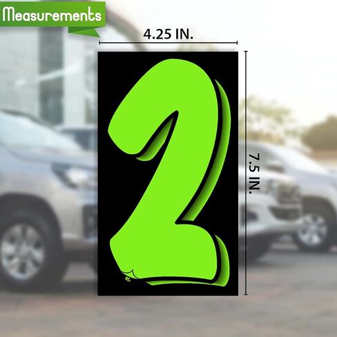 Versa-Tags 3 عبوات مكونة من 12 رقم خمسة (5) 7 1/2 بوصة ملصقات تسعير الزجاج الأمامي باللونين الأخضر والأسود، تاجر سيارات، ملصقات أرقام تاجر السيارات، أرقام تسعير الزجاج الأمامي، ملصق تاجر السيارات in Kuwait