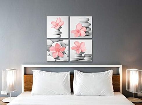 Genius Decor Farmhouse Wall Art for Kitchen Canvas Print Watercolor Family Gathers Here and Forever Home Mason Jar Cotton Floral Plants Artwork Four 12x12inch Framed Prints in Saudi Arabia