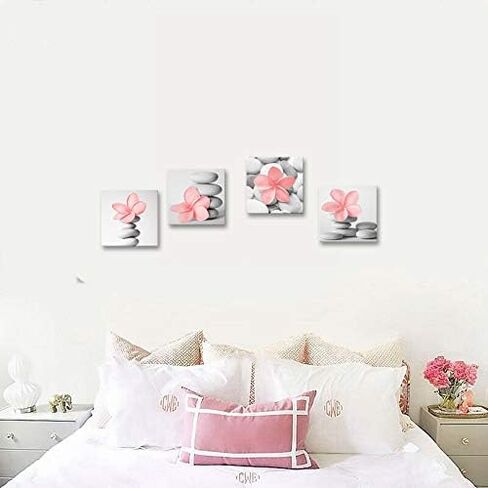 Genius Decor Farmhouse Wall Art for Kitchen Canvas Print Watercolor Family Gathers Here and Forever Home Mason Jar Cotton Floral Plants Artwork Four 12x12inch Framed Prints in Saudi Arabia