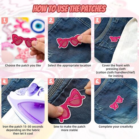 16 PCS Embroidered Applique Iron on Patches Sew on Applique Pink Cherry Embroidered Patch DIY Craft Accessories for Dress Jackets Jeans Backpacks Hats Clothing Decoration, Cherry in Saudi Arabia
