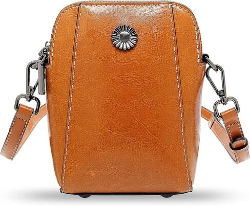 Women Vintage Leather Crossbody Phone Bag, Small Messenger Shoulder Bag Cash Handbag Wallet Purse With Card Slots in Saudi Arabia