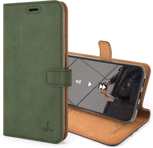 Snakehive iPhone 11 Pro Vintage Wallet || Genuine Leather Wallet Phone Case || Real Leather with Viewing Stand & 3 Card Holder || Flip Folio Cover with Card Slot (Black) in Saudi Arabia