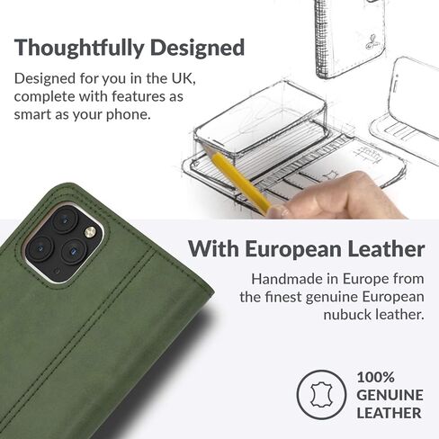 Snakehive iPhone 11 Pro Vintage Wallet || Genuine Leather Wallet Phone Case || Real Leather with Viewing Stand & 3 Card Holder || Flip Folio Cover with Card Slot (Black) in Saudi Arabia