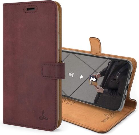 Snakehive iPhone 11 Pro Vintage Wallet || Genuine Leather Wallet Phone Case || Real Leather with Viewing Stand & 3 Card Holder || Flip Folio Cover with Card Slot (Black) in Saudi Arabia