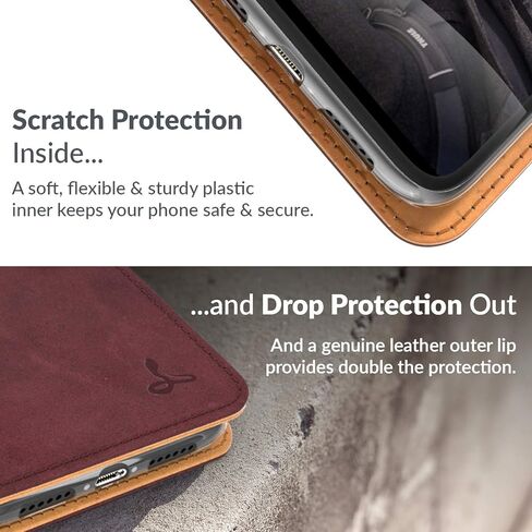 Snakehive iPhone 11 Pro Vintage Wallet || Genuine Leather Wallet Phone Case || Real Leather with Viewing Stand & 3 Card Holder || Flip Folio Cover with Card Slot (Black) in Saudi Arabia