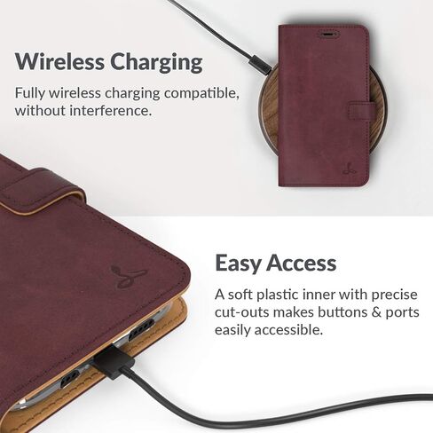 Snakehive iPhone 11 Pro Vintage Wallet || Genuine Leather Wallet Phone Case || Real Leather with Viewing Stand & 3 Card Holder || Flip Folio Cover with Card Slot (Black) in Saudi Arabia