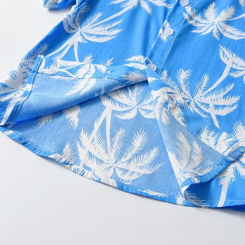 Father and Son Matching Hawaiian Shirt Summer Short Sleeve Family Beach Shirts Leaves Print Holiday Tops in Saudi Arabia