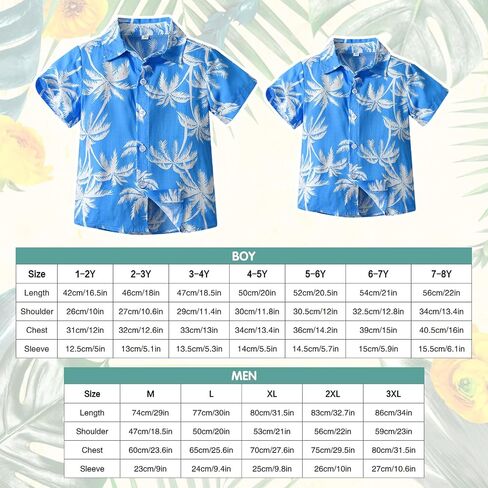Father and Son Matching Hawaiian Shirt Summer Short Sleeve Family Beach Shirts Leaves Print Holiday Tops in Saudi Arabia