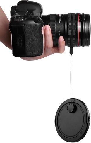 حامل غطاء عدسة الكاميرا مع سلسلة مرنة مضادة للخسارة. متوافق مع كاميرات Canon وNikon وSony وPanasonic وFujifilm وPentax وSigma DSLR وSLR Evil Mirrorless وكاميرات الفيديو (3 عبوات) in Kuwait