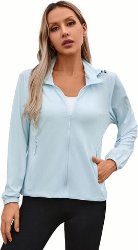 Women's UPF 50+ Sun Protection Athletic Jacket Pockets Long Sleeve Lightweight Cooling Shirts Hiking Outdoor in Saudi Arabia