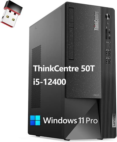 Lenovo ThinkCentre 50T Tower Business Desktop Computer, Intel Hexa-Core i5-12400 CPU (Beat i7-11700), 64GB DDR4 RAM, 4TB PCIe SSD, DVDRW, USB WiFi Adapter, Ethernet, Windows 11 Pro, Tichang in Saudi Arabia