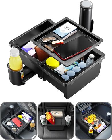 2 IN 1 Steering Wheel Tray with Car Seat Gap Filler Organizer | Car Food Eating Lunch Tray for Driver | Laptop Holder Office Desk | Between Seat Gap Storage Box - Car Gadgets & Roadtrip Essentials in Saudi Arabia