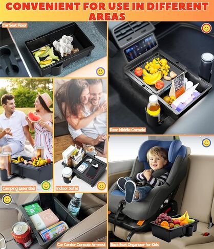 2 IN 1 Steering Wheel Tray with Car Seat Gap Filler Organizer | Car Food Eating Lunch Tray for Driver | Laptop Holder Office Desk | Between Seat Gap Storage Box - Car Gadgets & Roadtrip Essentials in Saudi Arabia