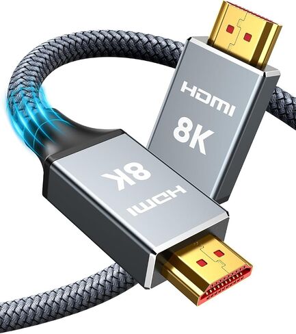 Capshi 2ft 8K 4K@120Hz HDMI Cable 2.1, 48Gbps High Speed Cord | for PS5/4, TV, Gaming Console, Monitor, 8K@60Hz, 2K@240Hz, 144Hz, Support HDR, eARC, DTS:X, HDCP 2.2 & 2.3, Braided in Kuwait