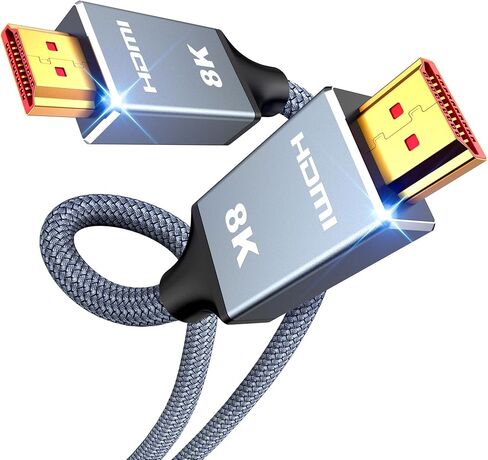 Capshi 2ft 8K 4K@120Hz HDMI Cable 2.1, 48Gbps High Speed Cord | for PS5/4, TV, Gaming Console, Monitor, 8K@60Hz, 2K@240Hz, 144Hz, Support HDR, eARC, DTS:X, HDCP 2.2 & 2.3, Braided in Kuwait