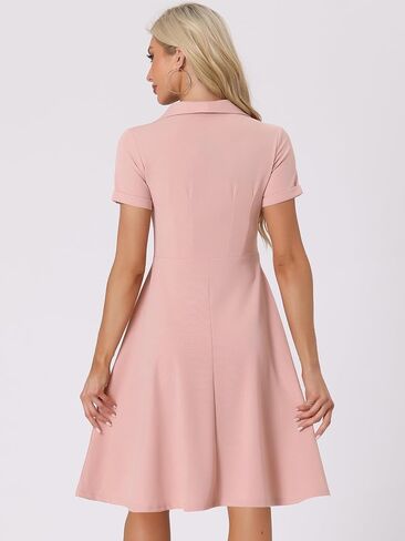 Allegra K Vintage Dresses for Women's 2024 Flat Collar Short Sleeve Fit and Flare Dress in Saudi Arabia