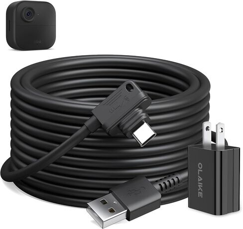 OLAIKE 25ft/7.5m Weatherproof Power Cord for Blink Outdoor 4, Type-C Charger Cable Compatible with Blink 4th Gen, Power Cable and Adapter for Camera, 2-Pack, Black (No Blink Camera) in Saudi Arabia