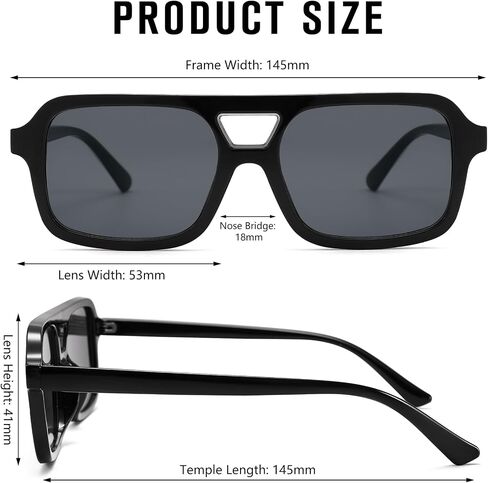 Retro Square 70s Aviator Sunglasses for Women Men Vintage Trendy Rectangle Sun Glasses with UV Protection in Saudi Arabia
