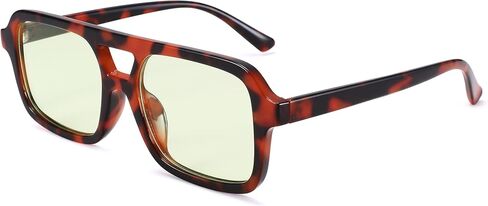 Retro Square 70s Aviator Sunglasses for Women Men Vintage Trendy Rectangle Sun Glasses with UV Protection in Saudi Arabia