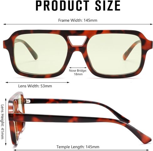 Retro Square 70s Aviator Sunglasses for Women Men Vintage Trendy Rectangle Sun Glasses with UV Protection in Saudi Arabia