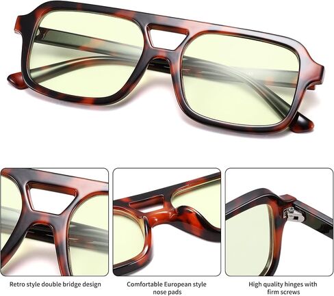 Retro Square 70s Aviator Sunglasses for Women Men Vintage Trendy Rectangle Sun Glasses with UV Protection in Saudi Arabia