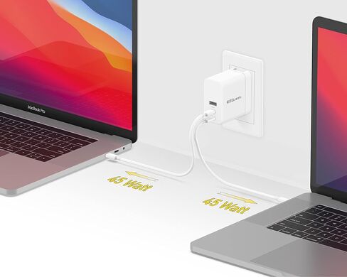 EZQuest 120W USB C Charger - 2X USB-C, 1X USB-A Port, with 2 Meter USB C Charger Cable Fast Charging Block or GAN Charger - EU Converter Compatible for MacBook Pro, iPad Pro & Other Type C Devices in Saudi Arabia