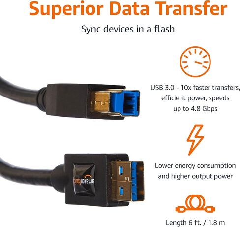 Amazon Basics USB 3.0 Cable - A-Male to B-Male - 9 Feet (2.7 Meters), 10-Pack in Saudi Arabia