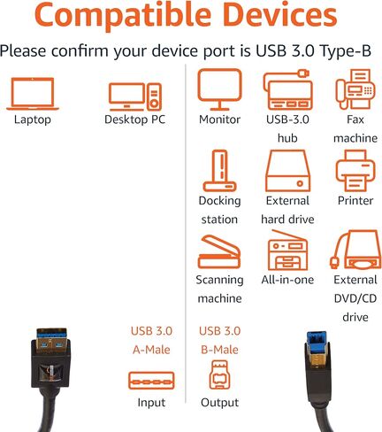 Amazon Basics USB 3.0 Cable - A-Male to B-Male - 9 Feet (2.7 Meters), 10-Pack in Saudi Arabia