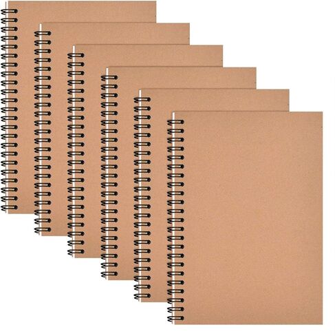 6 عبوات من دفاتر الملاحظات الحلزونية ذات الغلاف الناعم، دفتر يوميات مذكرة سلكية مع ورق مبطن، 120 صفحة/ 60 ورقة، 8.3 بوصة × 5.5 بوصة (6) in Kuwait